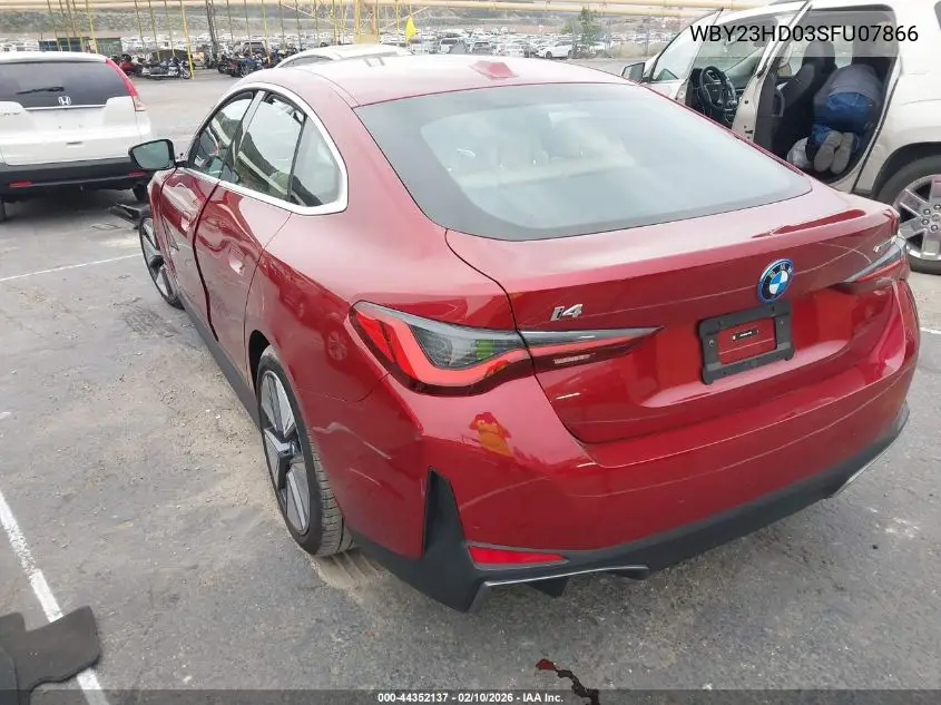 2025 BMW I4 Gran Coupe Edrive40 VIN: WBY23HD03SFU07866 Lot: 44352137