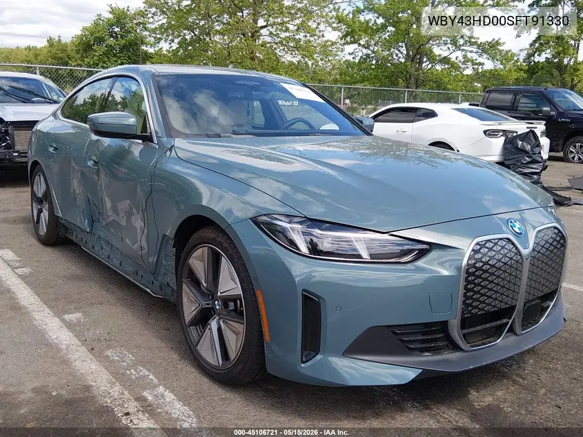 2025 BMW I4 Gran Coupe xDrive40 VIN: WBY43HD00SFT91330 Lot: 45106721