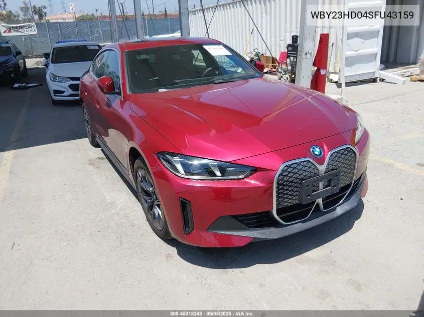 2025 BMW I4 Gran Coupe Edrive40 VIN: WBY23HD04SFU43159 Lot: 45318248