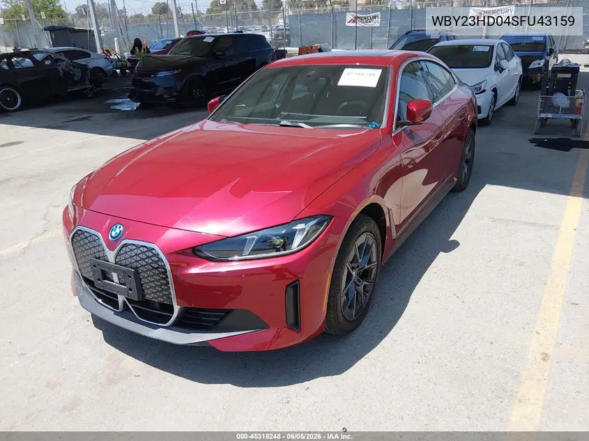 2025 BMW I4 Gran Coupe Edrive40 VIN: WBY23HD04SFU43159 Lot: 45318248