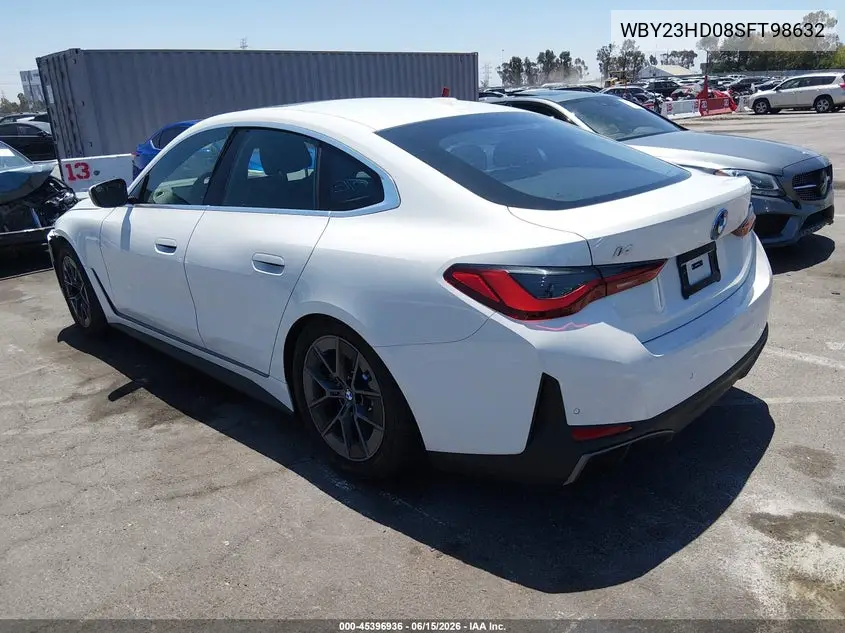 2025 BMW I4 Gran Coupe Edrive40 VIN: WBY23HD08SFT98632 Lot: 45396936