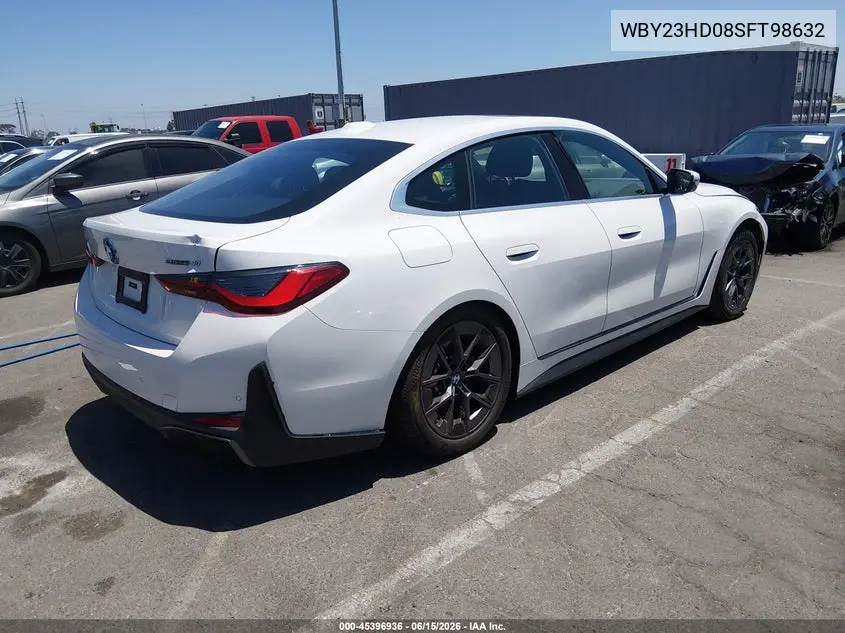 2025 BMW I4 Gran Coupe Edrive40 VIN: WBY23HD08SFT98632 Lot: 45396936