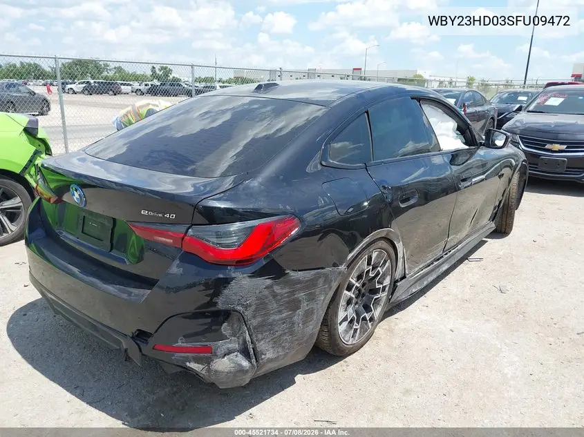2025 BMW I4 Gran Coupe Edrive40 VIN: WBY23HD03SFU09472 Lot: 45521734