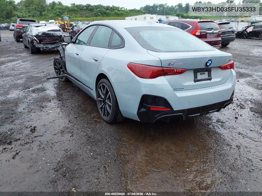 2025 BMW I4 Gran Coupe M50 VIN: WBY33HD03SFU35333 Lot: 45529400