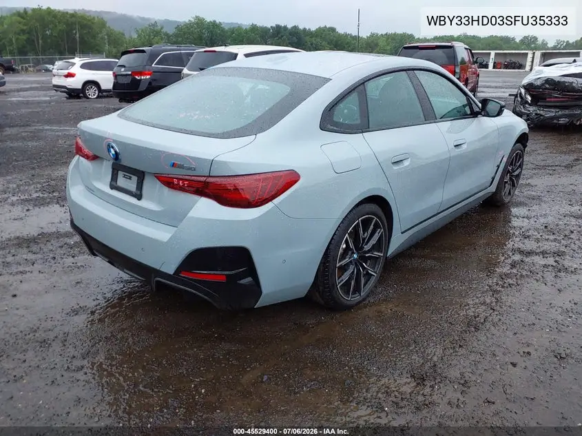 2025 BMW I4 Gran Coupe M50 VIN: WBY33HD03SFU35333 Lot: 45529400