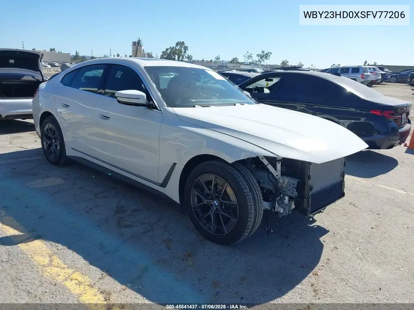 2025 BMW I4 Gran Coupe Edrive40 VIN: WBY23HD0XSFV77206 Lot: 45541437