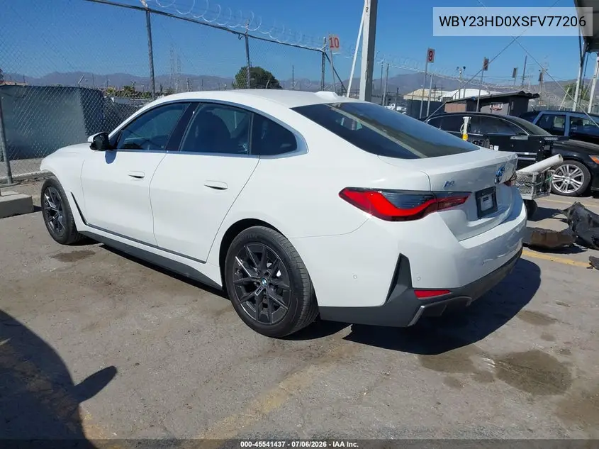 2025 BMW I4 Gran Coupe Edrive40 VIN: WBY23HD0XSFV77206 Lot: 45541437