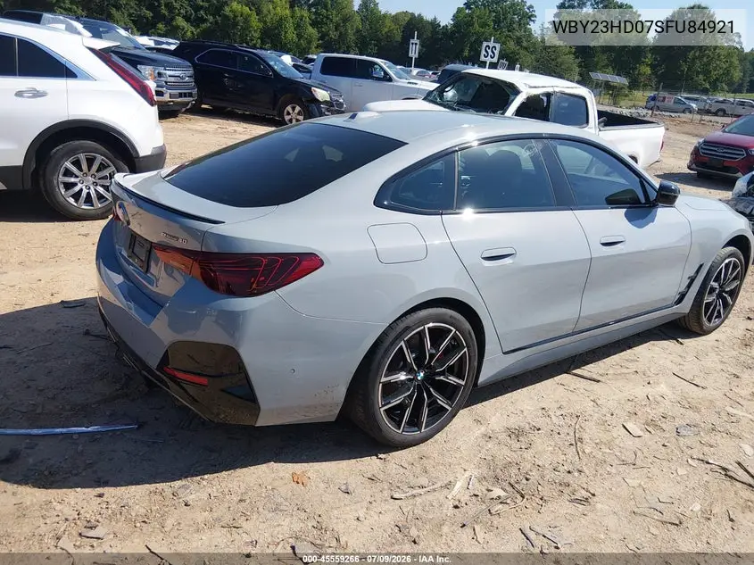 2025 BMW I4 Gran Coupe Edrive40 VIN: WBY23HD07SFU84921 Lot: 45559266