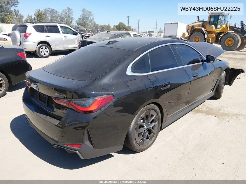 2025 BMW I4 Gran Coupe xDrive40 VIN: WBY43HD06SFU22225 Lot: 45590587