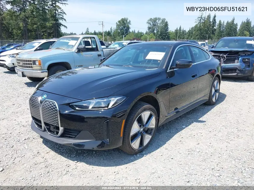 2025 BMW I4 Gran Coupe Edrive40 VIN: WBY23HD06SFU51621 Lot: 45643943