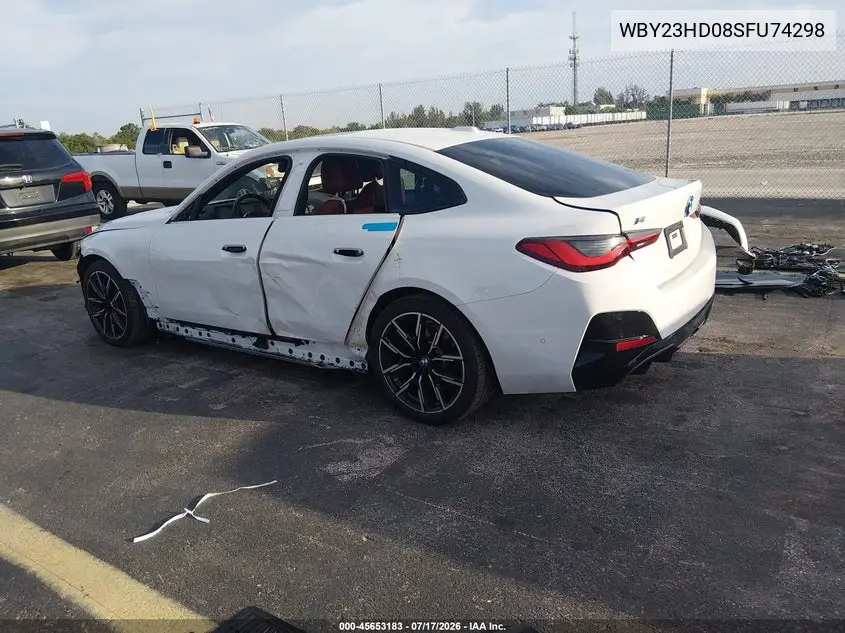 2025 BMW I4 Gran Coupe Edrive40 VIN: WBY23HD08SFU74298 Lot: 45653183
