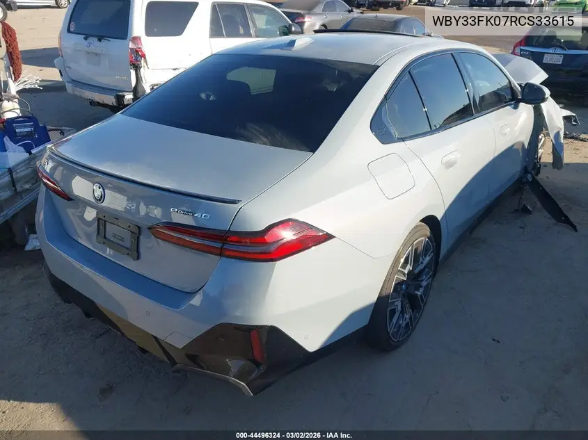 2024 BMW I5 Edrive40 VIN: WBY33FK07RCS33615 Lot: 44496324