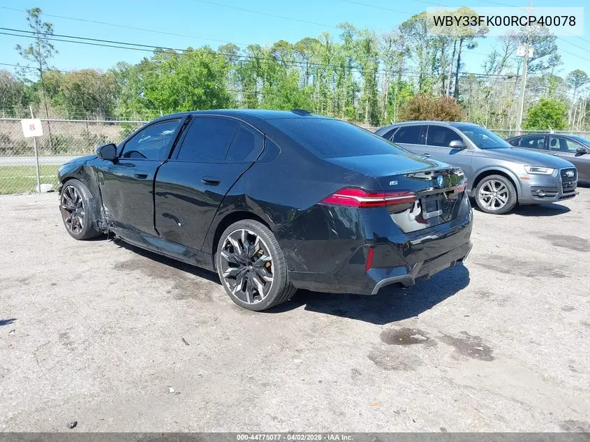 2024 BMW I5 Edrive40 VIN: WBY33FK00RCP40078 Lot: 44775077