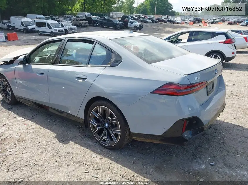 2024 BMW I5 Edrive40 VIN: WBY33FK07RCR16852 Lot: 44951397