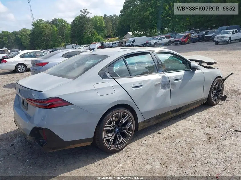 2024 BMW I5 Edrive40 VIN: WBY33FK07RCR16852 Lot: 44951397