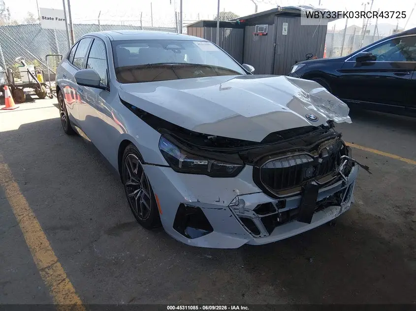 2024 BMW I5 Edrive40 VIN: WBY33FK03RCR43725 Lot: 45311085