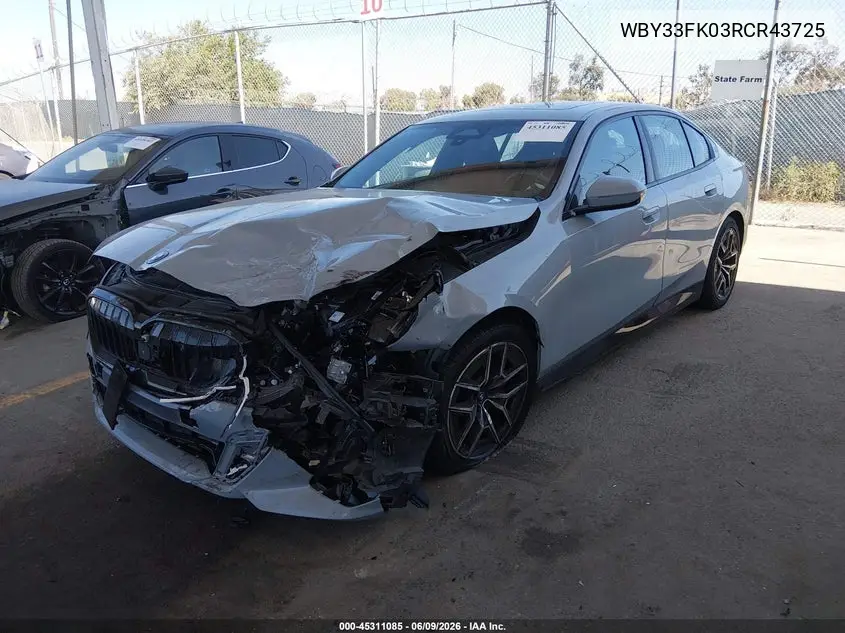 2024 BMW I5 Edrive40 VIN: WBY33FK03RCR43725 Lot: 45311085