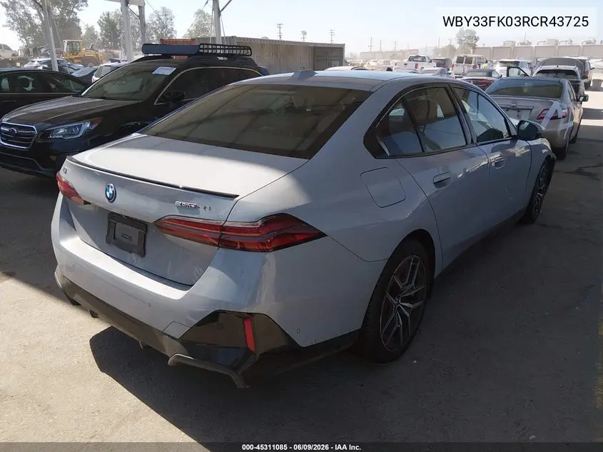 2024 BMW I5 Edrive40 VIN: WBY33FK03RCR43725 Lot: 45311085