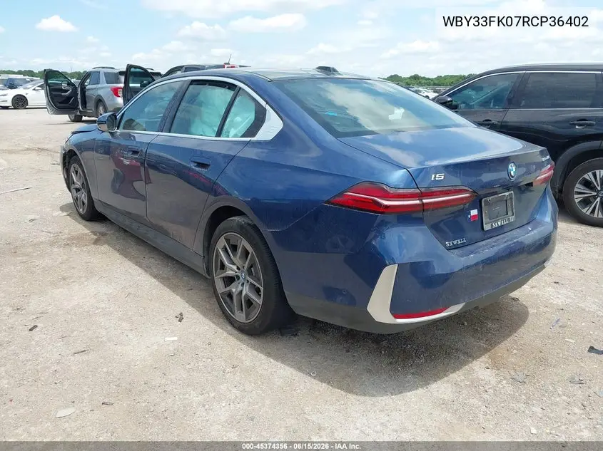 2024 BMW I5 Edrive40 VIN: WBY33FK07RCP36402 Lot: 45374356