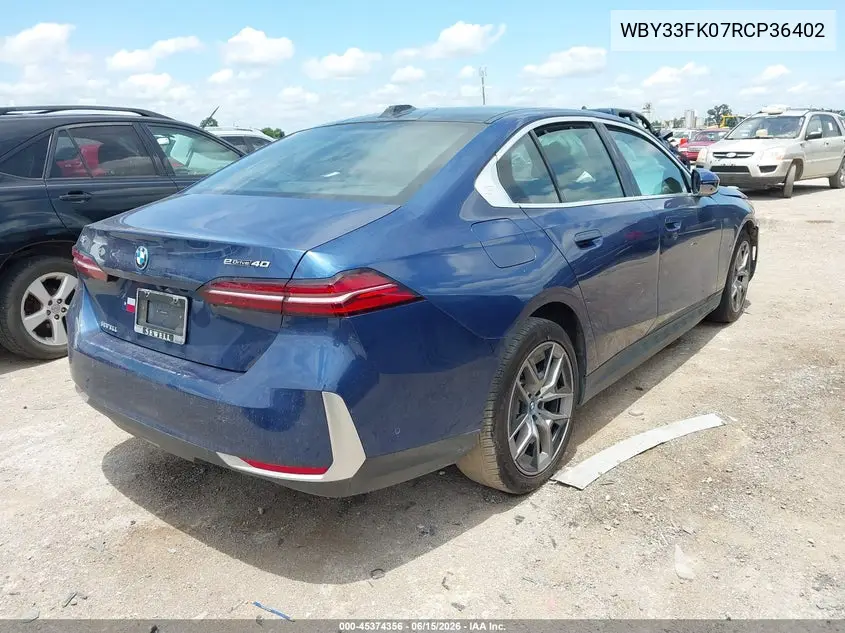 2024 BMW I5 Edrive40 VIN: WBY33FK07RCP36402 Lot: 45374356