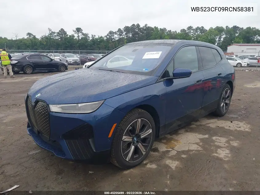 2024 BMW Ix xDrive50 VIN: WB523CF09RCN58381 Lot: 45205499