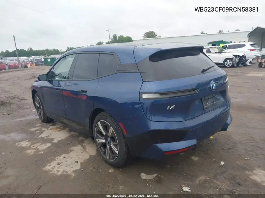 2024 BMW Ix xDrive50 VIN: WB523CF09RCN58381 Lot: 45205499