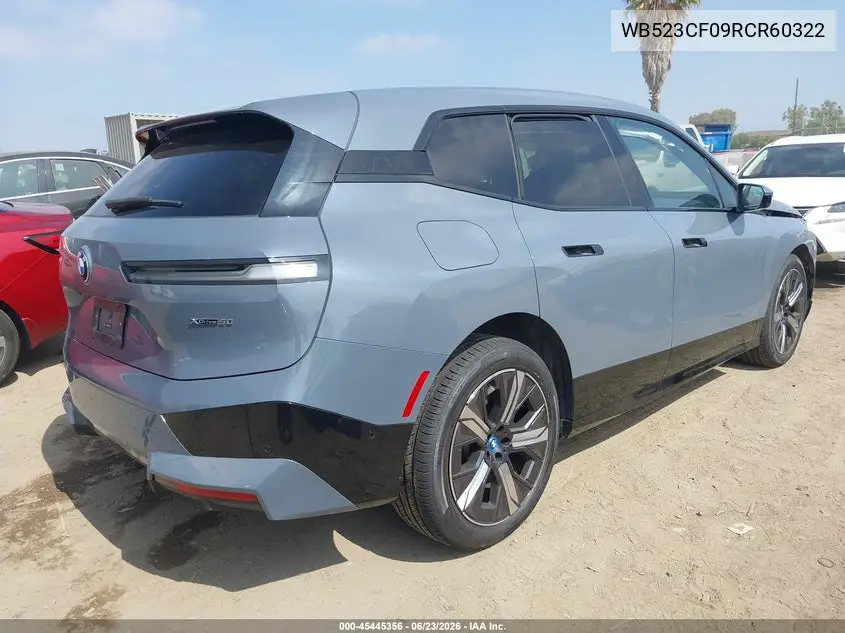 2024 BMW Ix xDrive50 VIN: WB523CF09RCR60322 Lot: 45445356