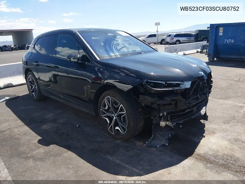 2025 BMW Ix xDrive50 VIN: WB523CF03SCU80752 Lot: 45364930