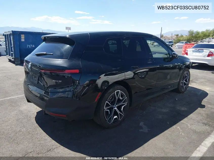 2025 BMW Ix xDrive50 VIN: WB523CF03SCU80752 Lot: 45364930