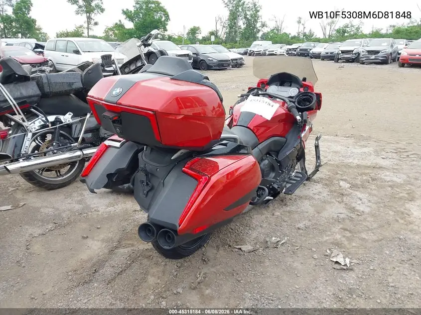 2021 BMW K1600 B VIN: WB10F5308M6D81848 Lot: 45315184