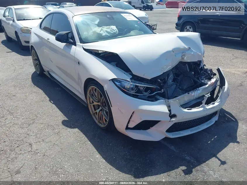 2020 BMW M2 Competition VIN: WBS2U7C07L7F02092 Lot: 45250111
