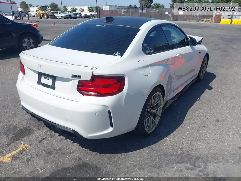 2020 BMW M2 Competition VIN: WBS2U7C07L7F02092 Lot: 45250111