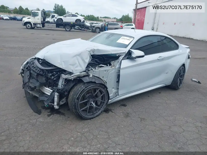 2020 BMW M2 Competition VIN: WBS2U7C07L7E75170 Lot: 45523481