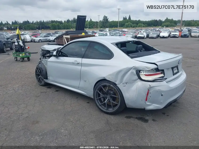 2020 BMW M2 Competition VIN: WBS2U7C07L7E75170 Lot: 45523481