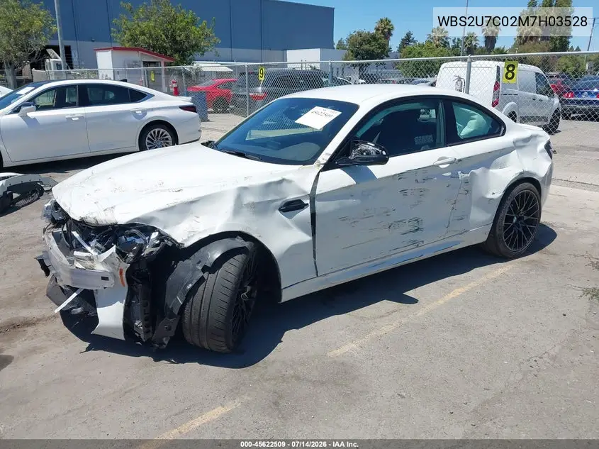 2021 BMW M2 Competition VIN: WBS2U7C02M7H03528 Lot: 45622509