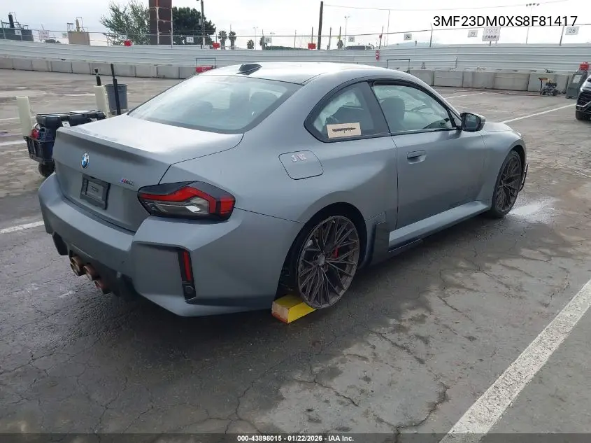 2025 BMW M2 VIN: 3MF23DM0XS8F81417 Lot: 43898015