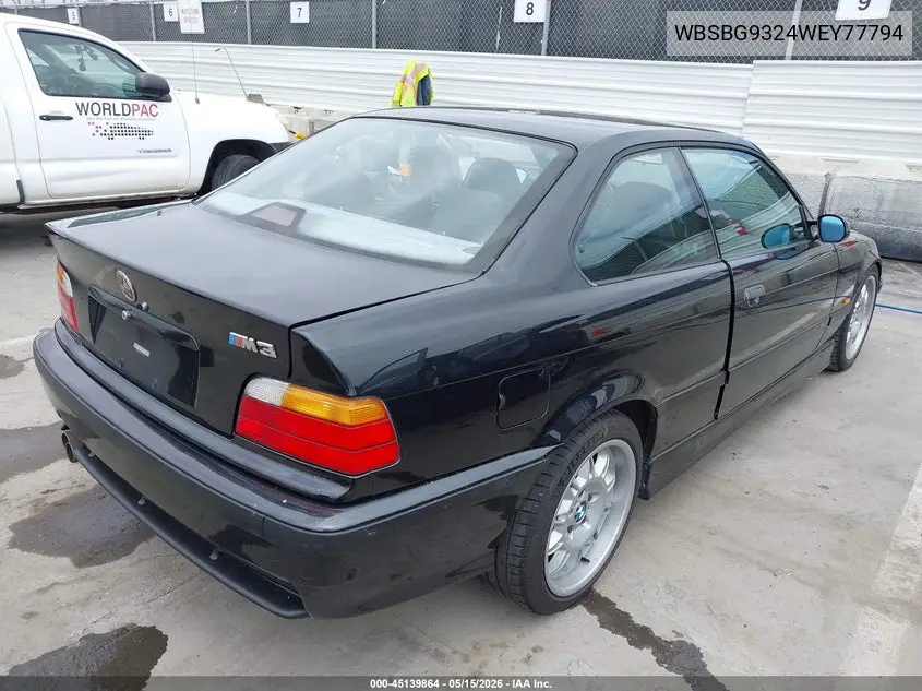 1998 BMW M3 VIN: WBSBG9324WEY77794 Lot: 45139864