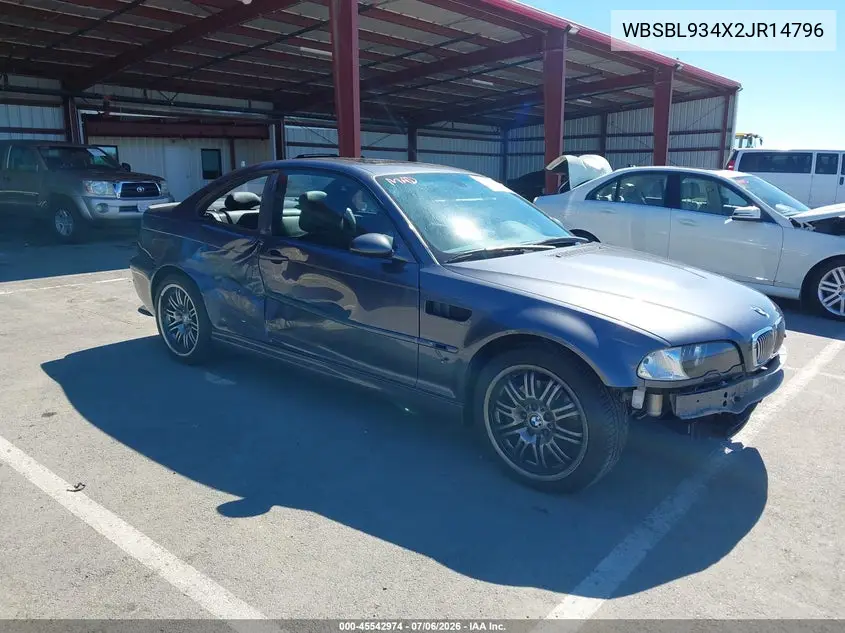 2002 BMW M3 VIN: WBSBL934X2JR14796 Lot: 45542974