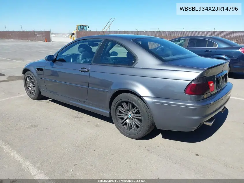 2002 BMW M3 VIN: WBSBL934X2JR14796 Lot: 45542974