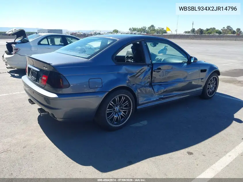 2002 BMW M3 VIN: WBSBL934X2JR14796 Lot: 45542974