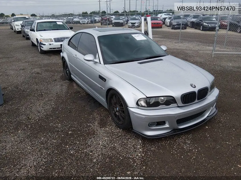 2004 BMW M3 VIN: WBSBL93424PN57470 Lot: 45280722