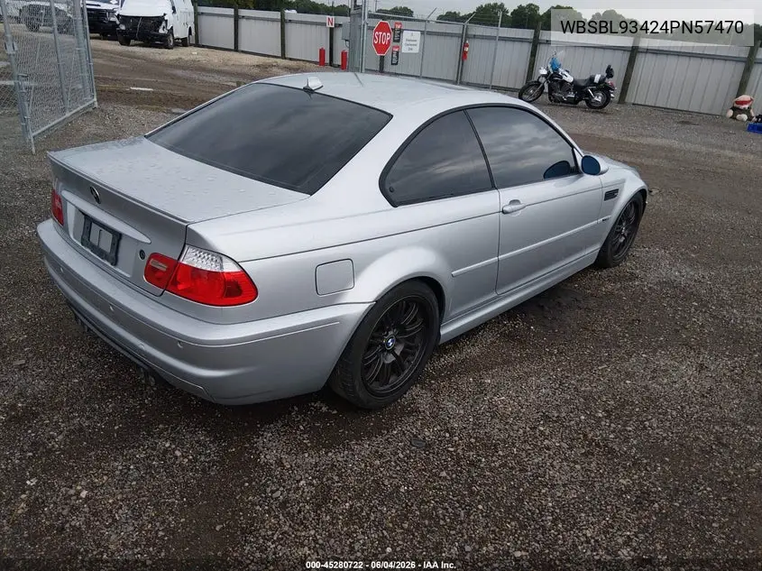 2004 BMW M3 VIN: WBSBL93424PN57470 Lot: 45280722