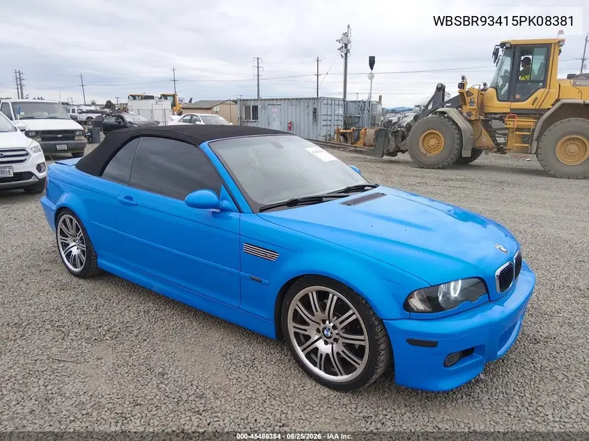 2005 BMW M3 VIN: WBSBR93415PK08381 Lot: 45486384