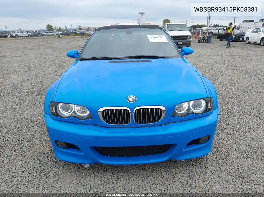 2005 BMW M3 VIN: WBSBR93415PK08381 Lot: 45486384