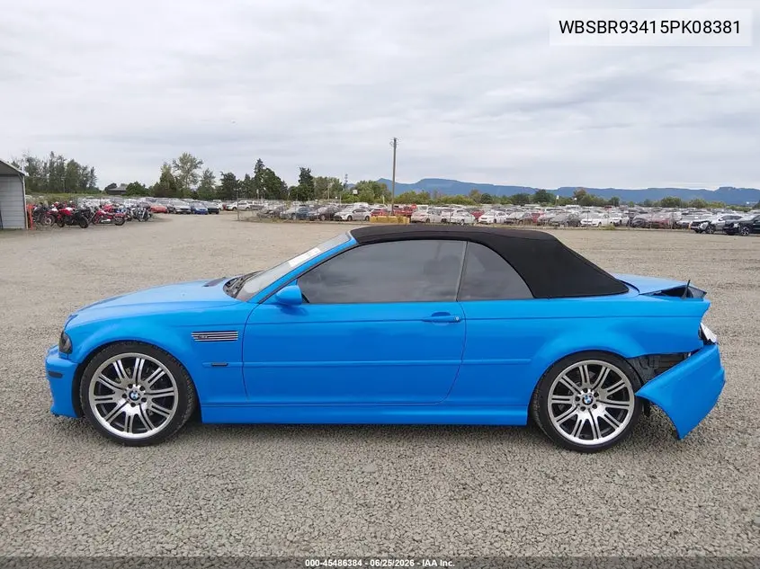 2005 BMW M3 VIN: WBSBR93415PK08381 Lot: 45486384