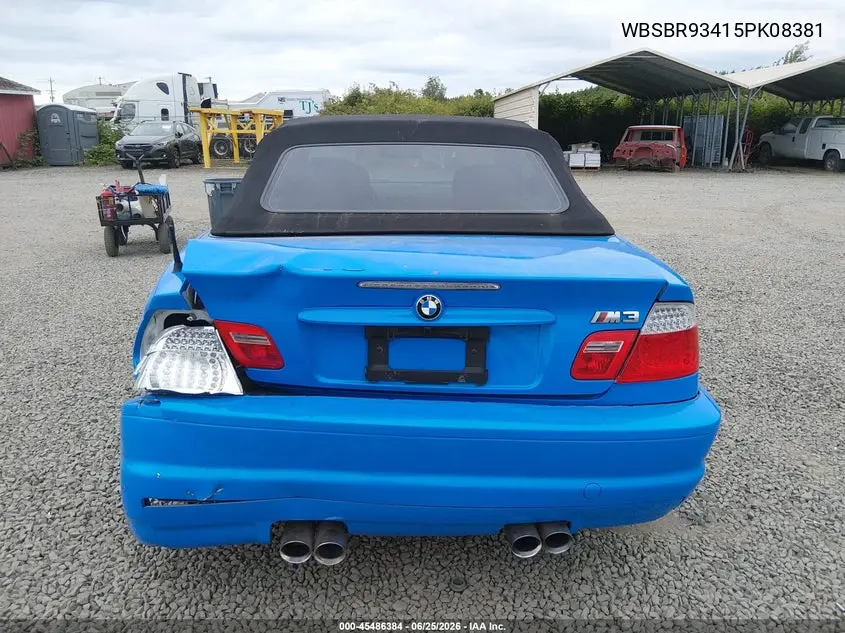 2005 BMW M3 VIN: WBSBR93415PK08381 Lot: 45486384