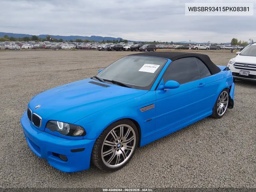 2005 BMW M3 VIN: WBSBR93415PK08381 Lot: 45486384
