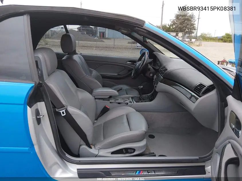2005 BMW M3 VIN: WBSBR93415PK08381 Lot: 45486384