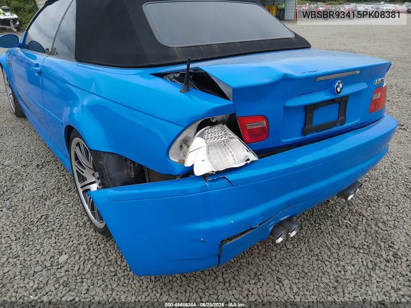 2005 BMW M3 VIN: WBSBR93415PK08381 Lot: 45486384