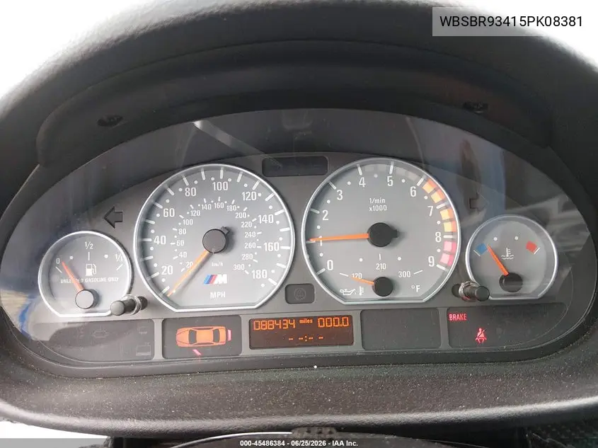 2005 BMW M3 VIN: WBSBR93415PK08381 Lot: 45486384